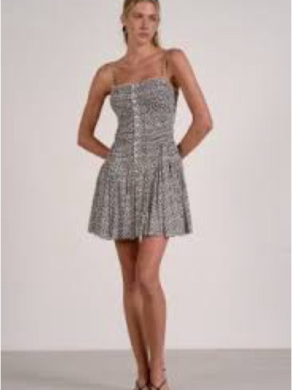 Elan Black and White Smocked Mini Dress